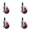 Service Caster 4'' SS Red Poly Swivel 1'' Expanding Stem Caster Set with Brake, 4PK SCC-SSEX20S414-PPUB-RED-TLB-1-4 - alternate 1
